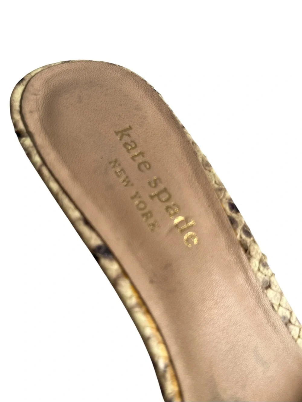 Kate Spade Metallic Leather Snake-Embossed Kitten Heel Slide Sandals -Sz 6